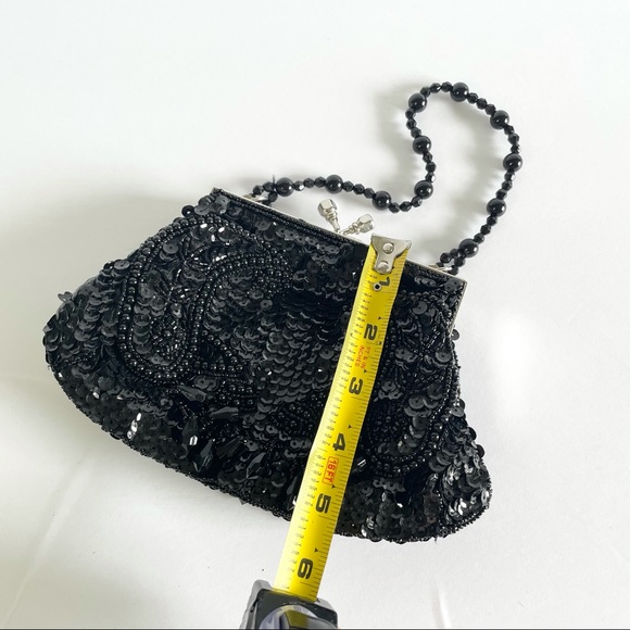 Kate Landry Black Sequin Evening Wristlet Hand Bag - Picture 13 of 15